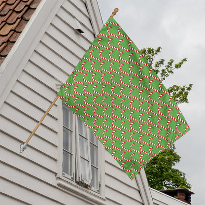 Merry Christmas Candy Cane Pattern Print House Flag