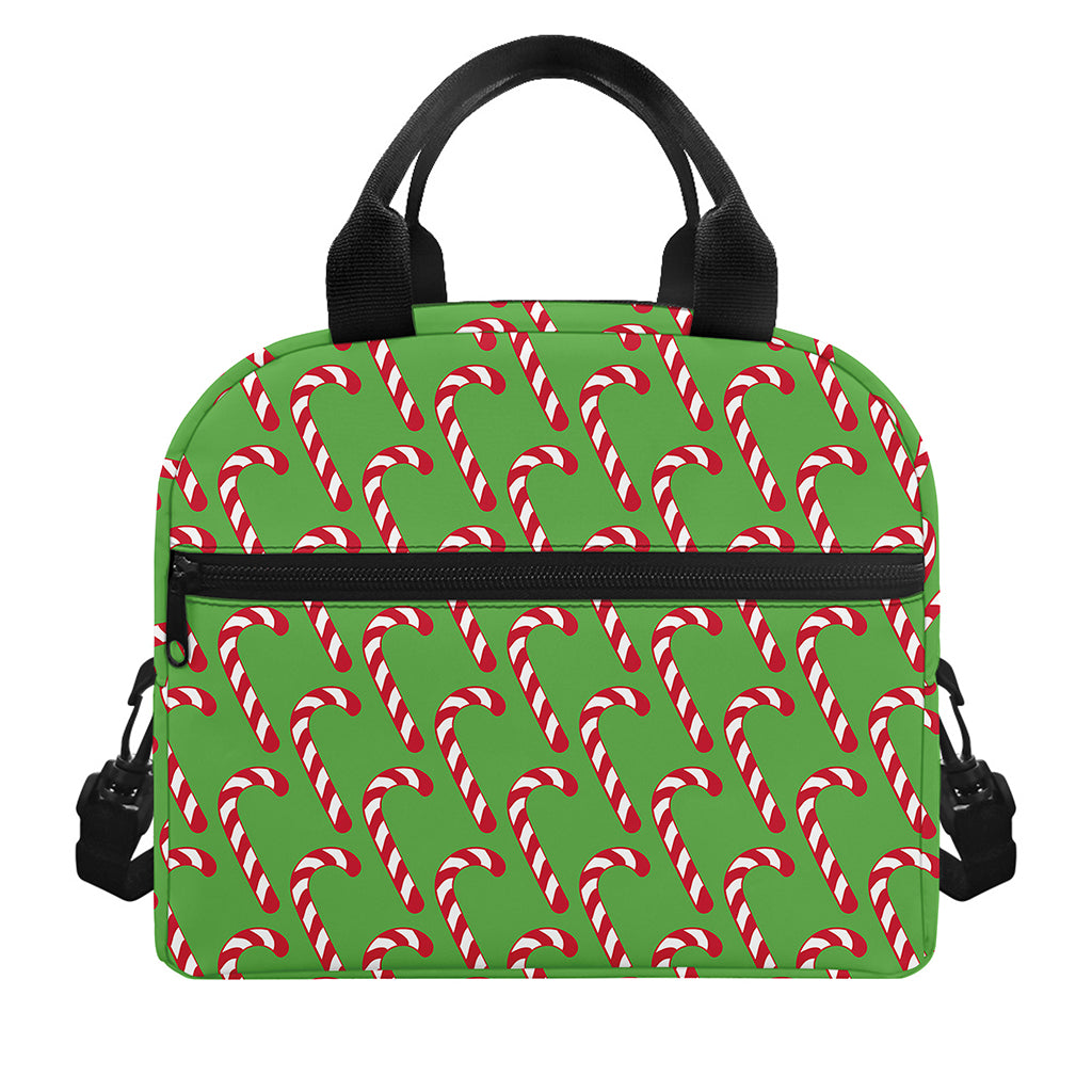 Merry Christmas Candy Cane Pattern Print Insulated Lunch Bag