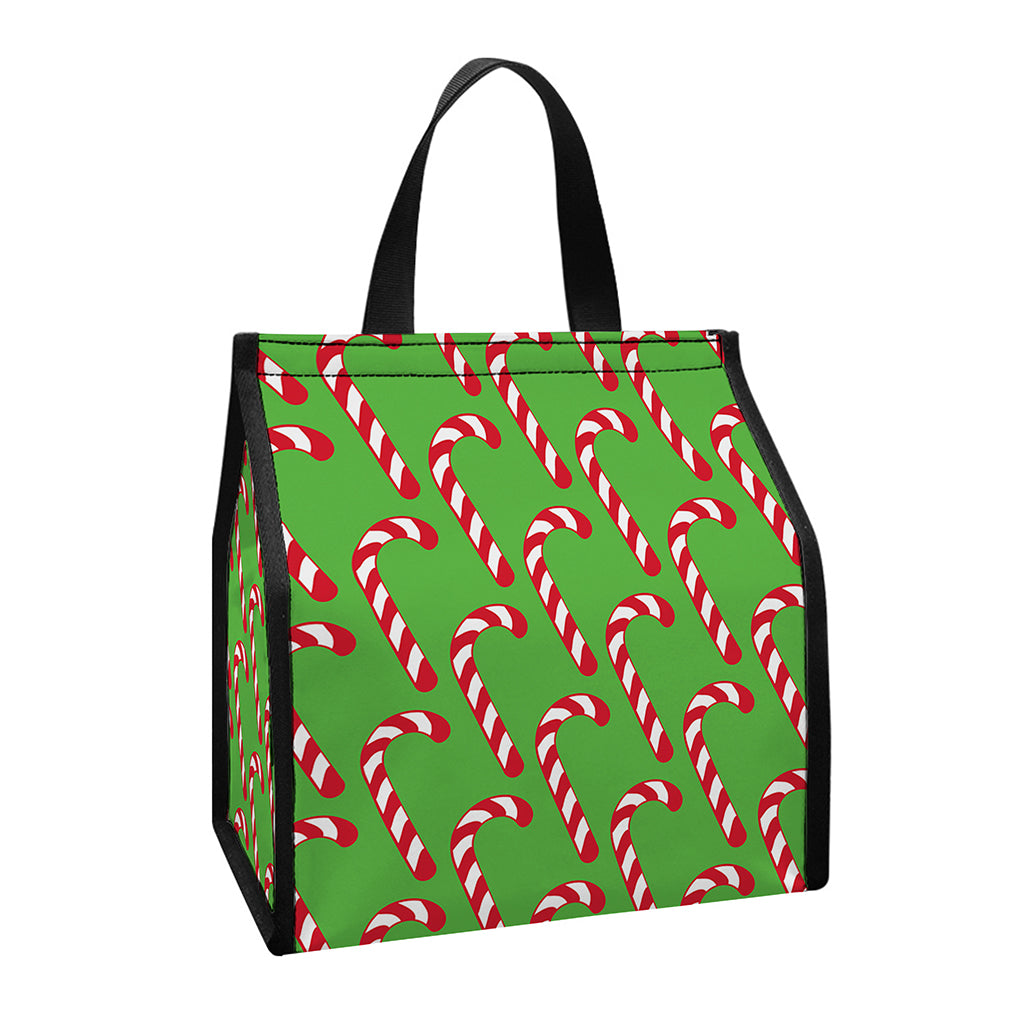 Merry Christmas Candy Cane Pattern Print Insulated Lunch Tote