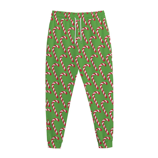 Merry Christmas Candy Cane Pattern Print Jogger Pants