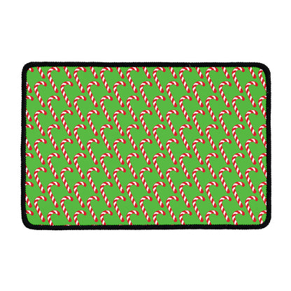 Merry Christmas Candy Cane Pattern Print Kitchen Mat