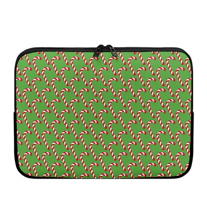 Merry Christmas Candy Cane Pattern Print Laptop Sleeve