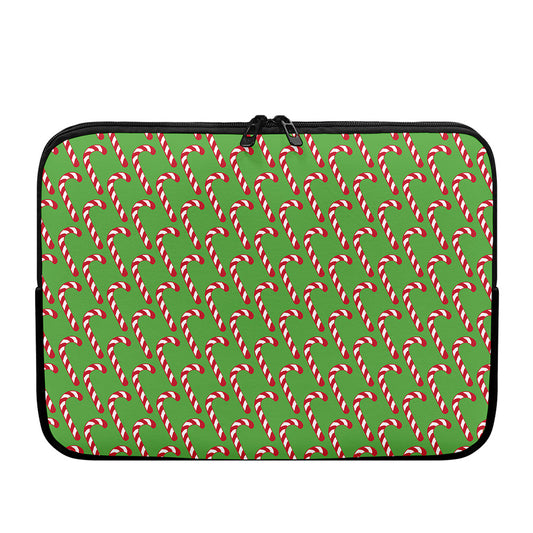 Merry Christmas Candy Cane Pattern Print Laptop Sleeve