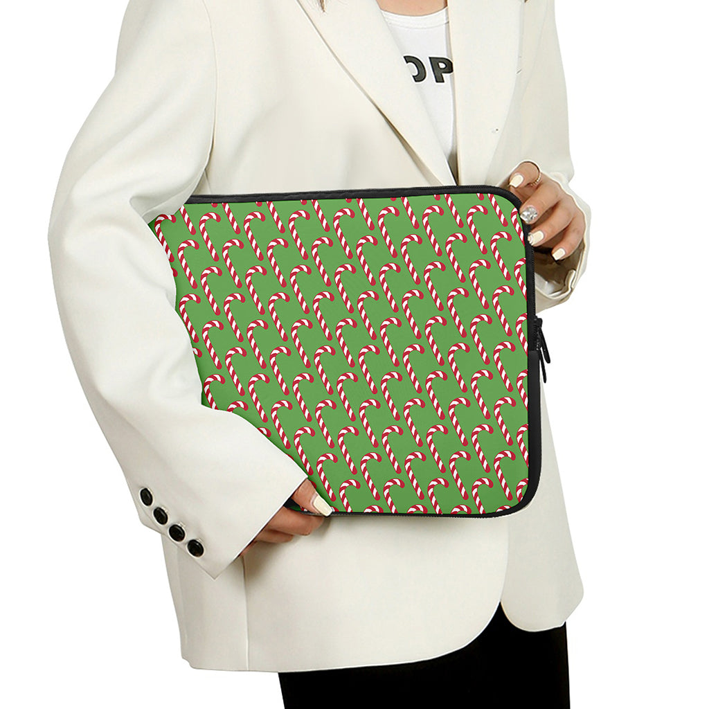 Merry Christmas Candy Cane Pattern Print Laptop Sleeve