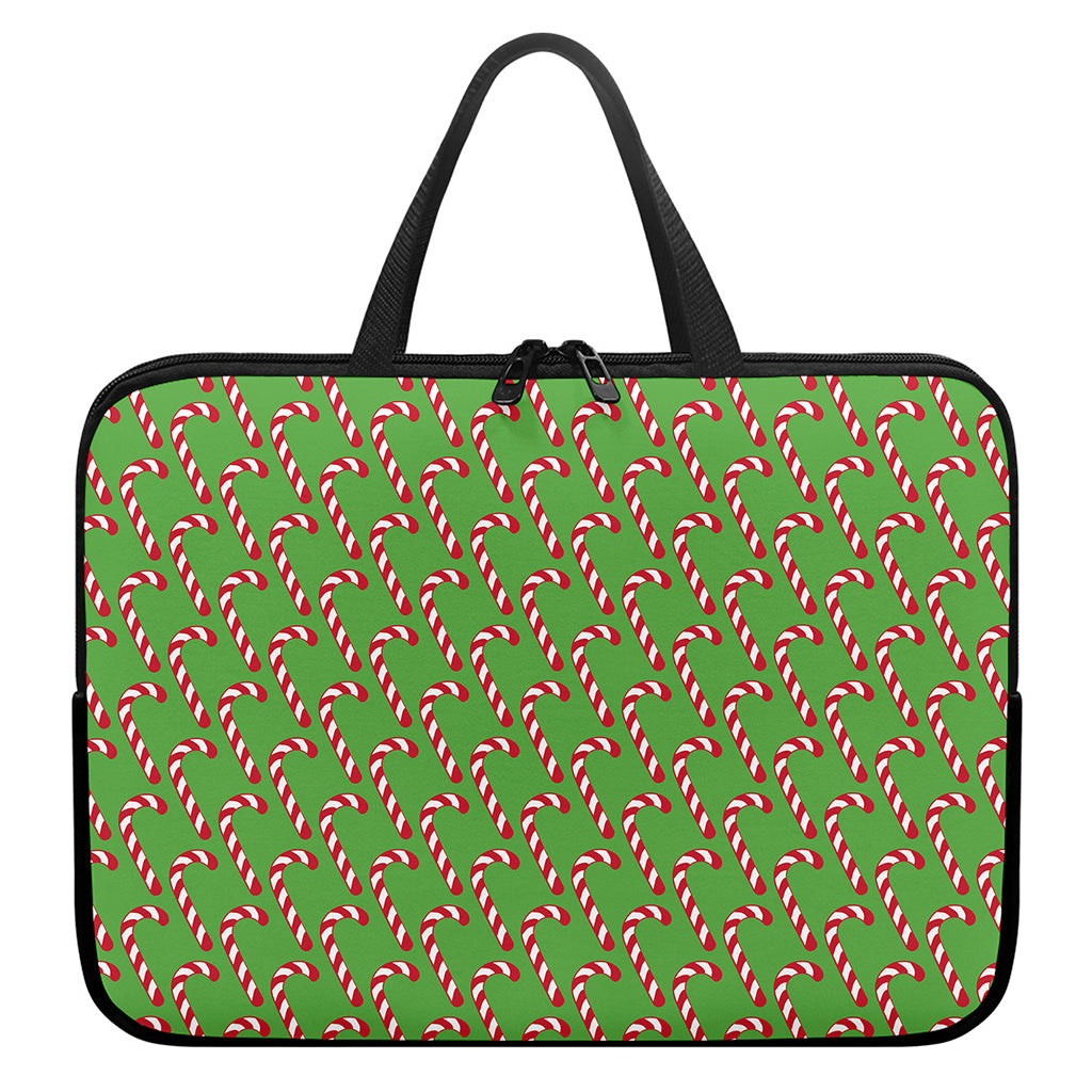 Merry Christmas Candy Cane Pattern Print Laptop Sleeve With Handle