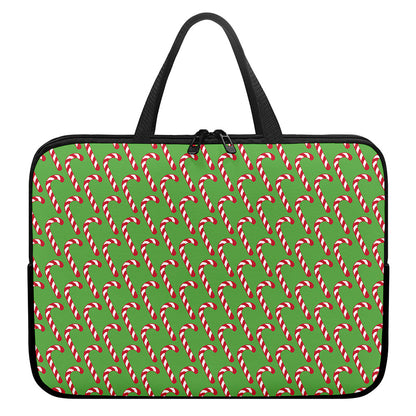 Merry Christmas Candy Cane Pattern Print Laptop Sleeve With Handle
