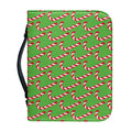 Merry Christmas Candy Cane Pattern Print Leather Bible Cover