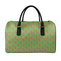 Merry Christmas Candy Cane Pattern Print Leather Duffel Bag