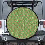 Merry Christmas Candy Cane Pattern Print Leather Spare Tire Cover