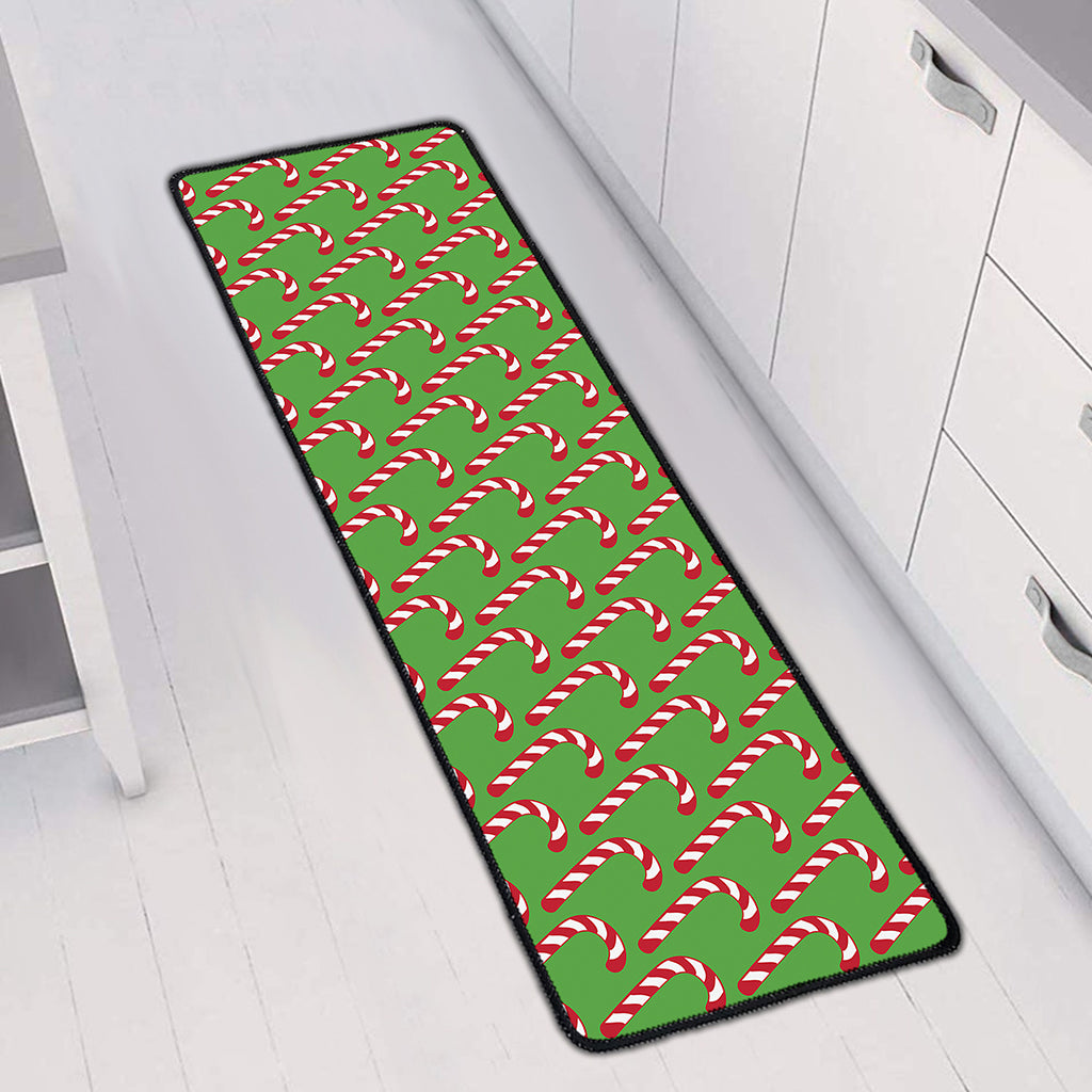 Merry Christmas Candy Cane Pattern Print Long Kitchen Mat