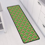 Merry Christmas Candy Cane Pattern Print Long Kitchen Mat