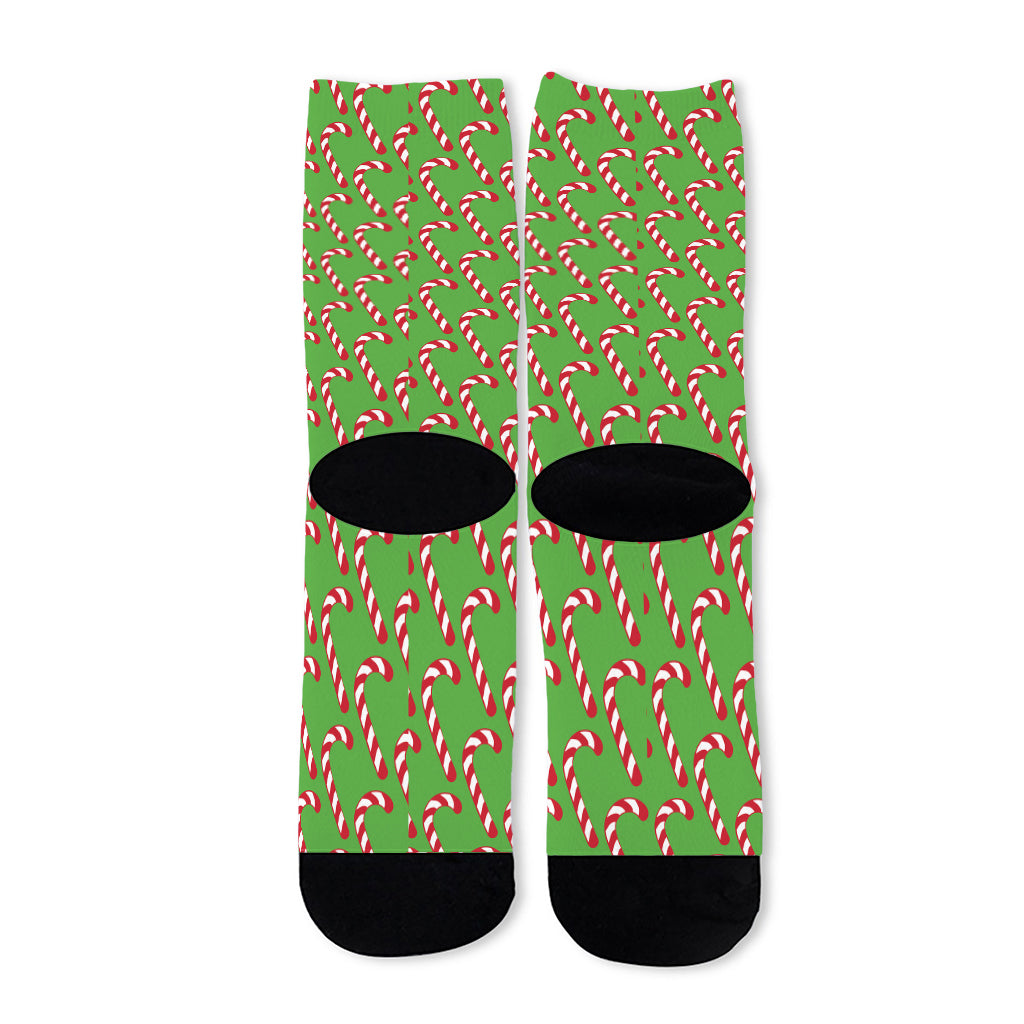 Merry Christmas Candy Cane Pattern Print Long Socks