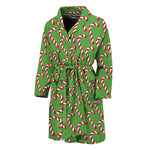 Merry Christmas Candy Cane Pattern Print Men's Bathrobe