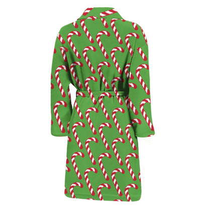 Merry Christmas Candy Cane Pattern Print Men's Bathrobe