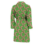 Merry Christmas Candy Cane Pattern Print Men's Bathrobe