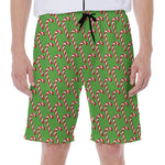 Merry Christmas Candy Cane Pattern Print Men's Beach Shorts