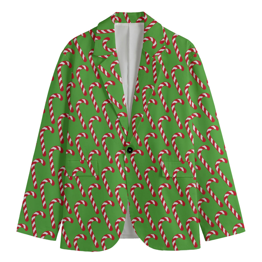Merry Christmas Candy Cane Pattern Print Men's Blazer