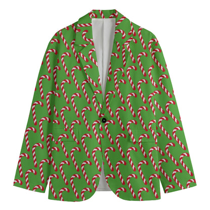 Merry Christmas Candy Cane Pattern Print Men's Blazer