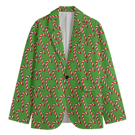 Merry Christmas Candy Cane Pattern Print Men's Blazer