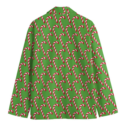 Merry Christmas Candy Cane Pattern Print Men's Blazer