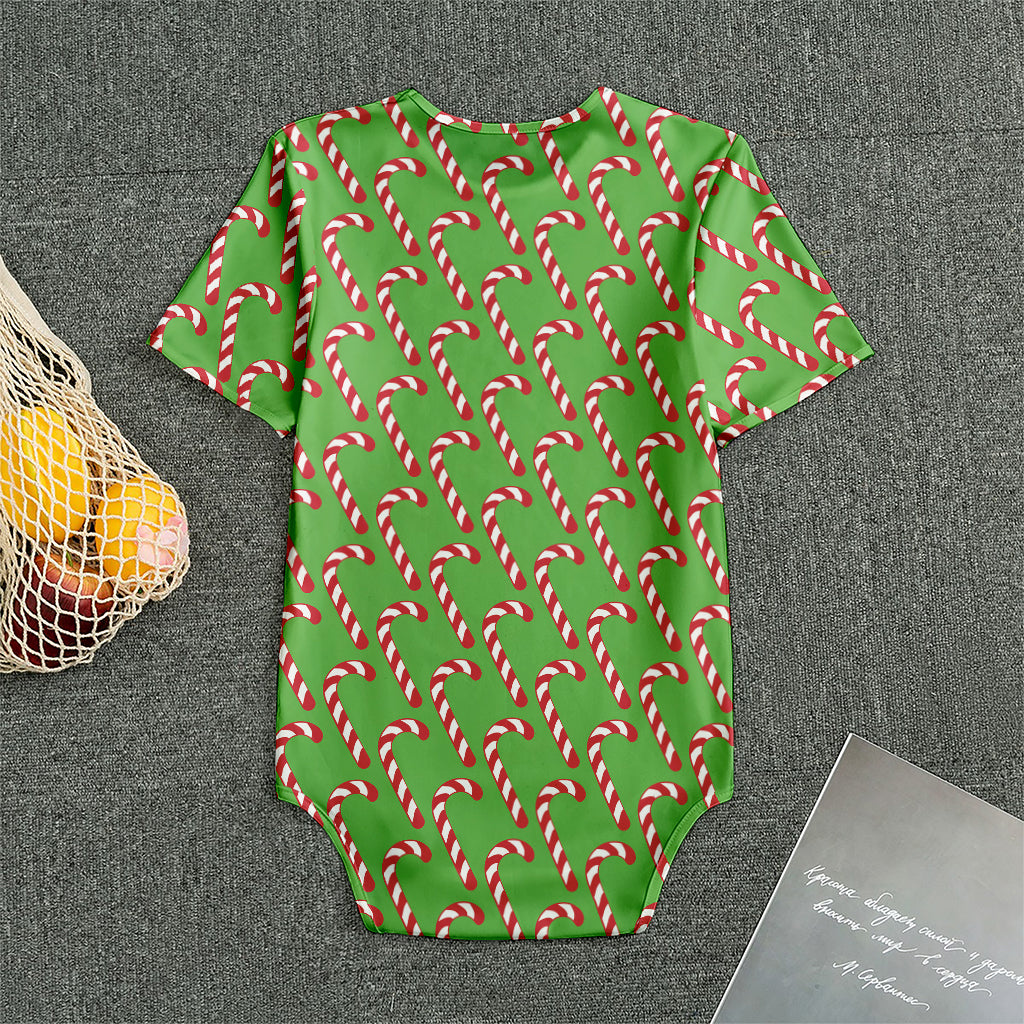 Merry Christmas Candy Cane Pattern Print Men's Bodysuit
