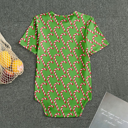 Merry Christmas Candy Cane Pattern Print Men's Bodysuit