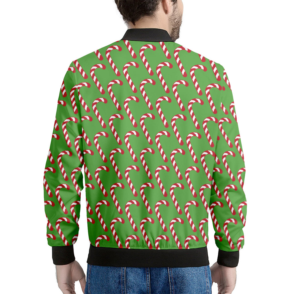 Merry Christmas Candy Cane Pattern Print Men's Bomber Jacket