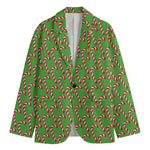 Merry Christmas Candy Cane Pattern Print Men's Cotton Blazer