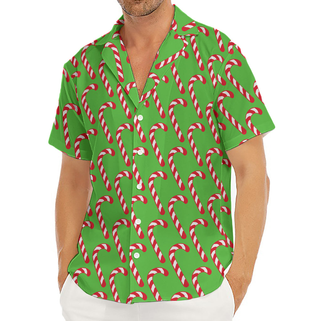 Merry Christmas Candy Cane Pattern Print Men's Deep V-Neck Shirt