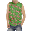 Merry Christmas Candy Cane Pattern Print Men's Fitness Tank Top