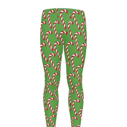 Merry Christmas Candy Cane Pattern Print Men's leggings