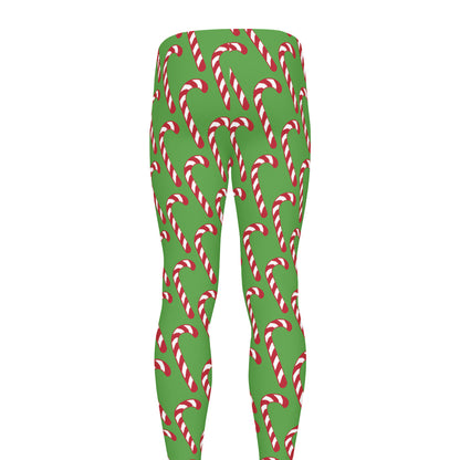 Merry Christmas Candy Cane Pattern Print Men's leggings