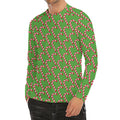 Merry Christmas Candy Cane Pattern Print Men's Long Sleeve Rash Guard
