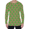 Merry Christmas Candy Cane Pattern Print Men's Long Sleeve T-Shirt