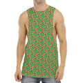 Merry Christmas Candy Cane Pattern Print Men's Muscle Tank Top