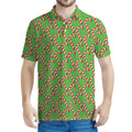 Merry Christmas Candy Cane Pattern Print Men's Polo Shirt