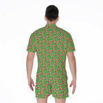 Merry Christmas Candy Cane Pattern Print Men's Rompers