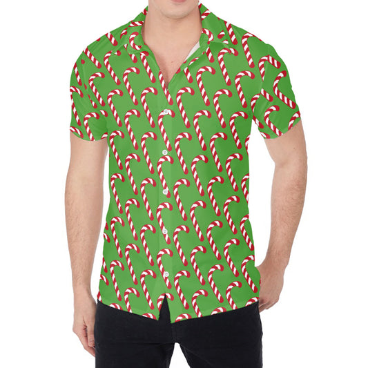 Merry Christmas Candy Cane Pattern Print Men's Shirt