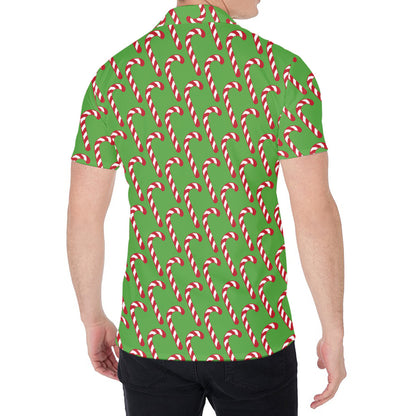Merry Christmas Candy Cane Pattern Print Men's Shirt