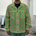Merry Christmas Candy Cane Pattern Print Men's Shirt Jacket