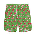Merry Christmas Candy Cane Pattern Print Men's Athletic Shorts