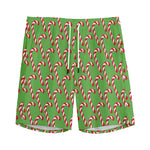 Merry Christmas Candy Cane Pattern Print Men's Sports Shorts