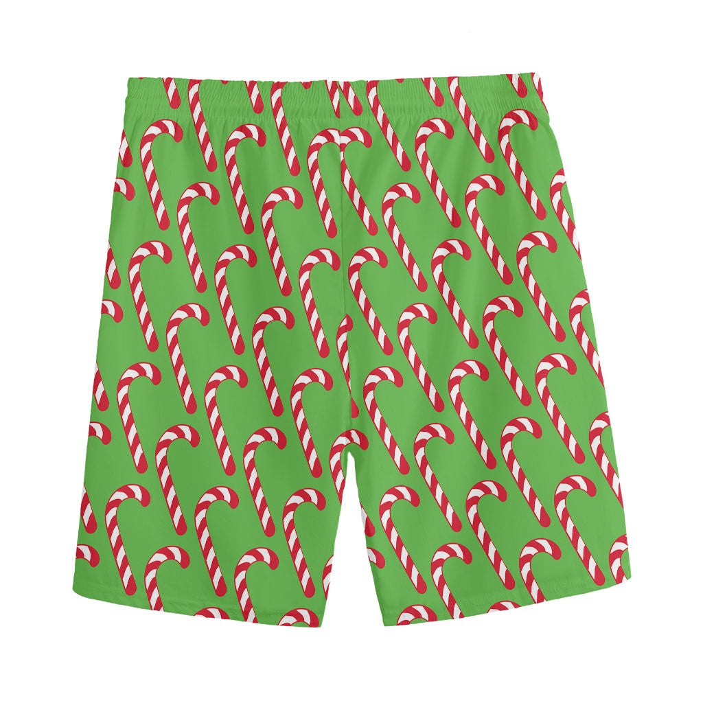 Merry Christmas Candy Cane Pattern Print Men's Sports Shorts