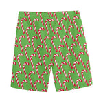 Merry Christmas Candy Cane Pattern Print Men's Sports Shorts