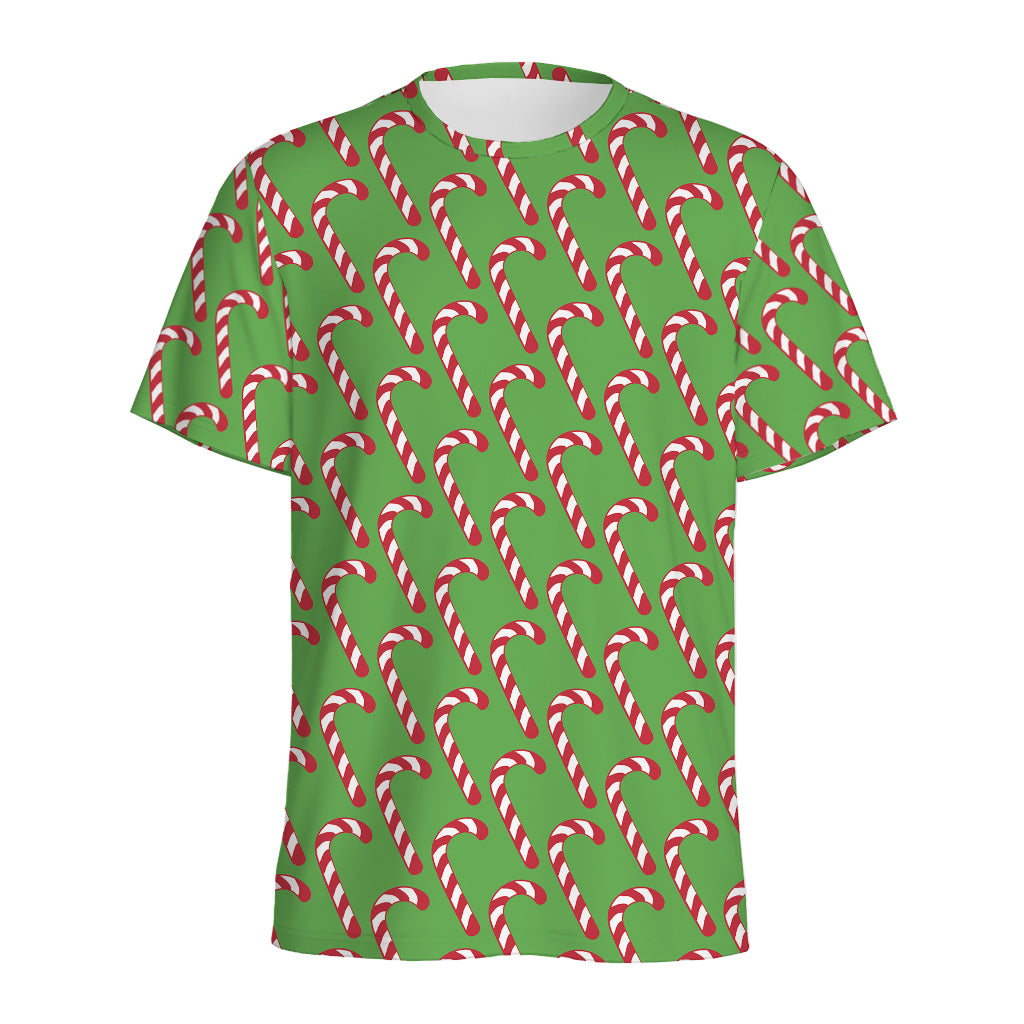 Merry Christmas Candy Cane Pattern Print Men's Sports T-Shirt