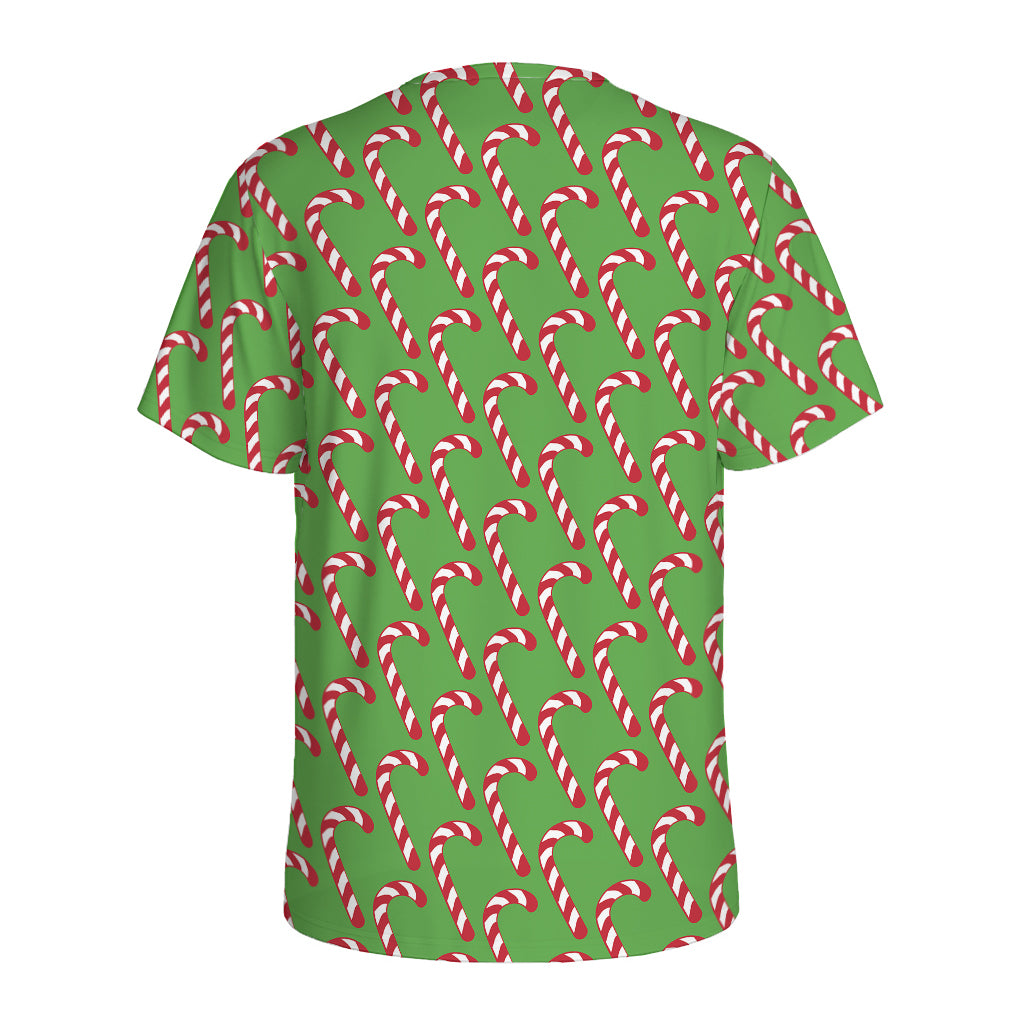 Merry Christmas Candy Cane Pattern Print Men's Sports T-Shirt