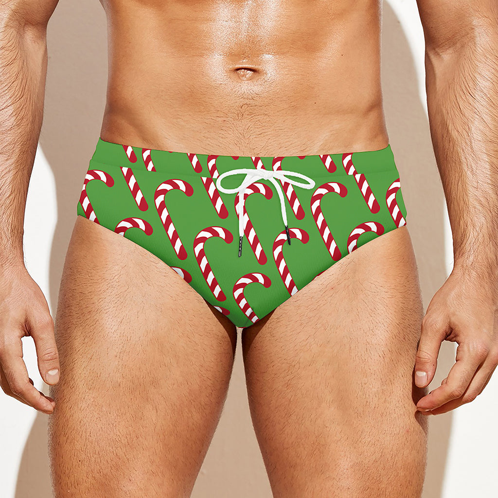 Merry Christmas Candy Cane Pattern Print Men's Swim Briefs
