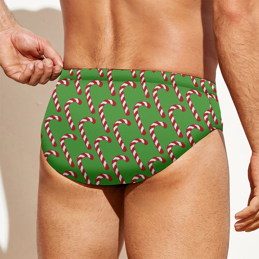 Merry Christmas Candy Cane Pattern Print Men's Swim Briefs