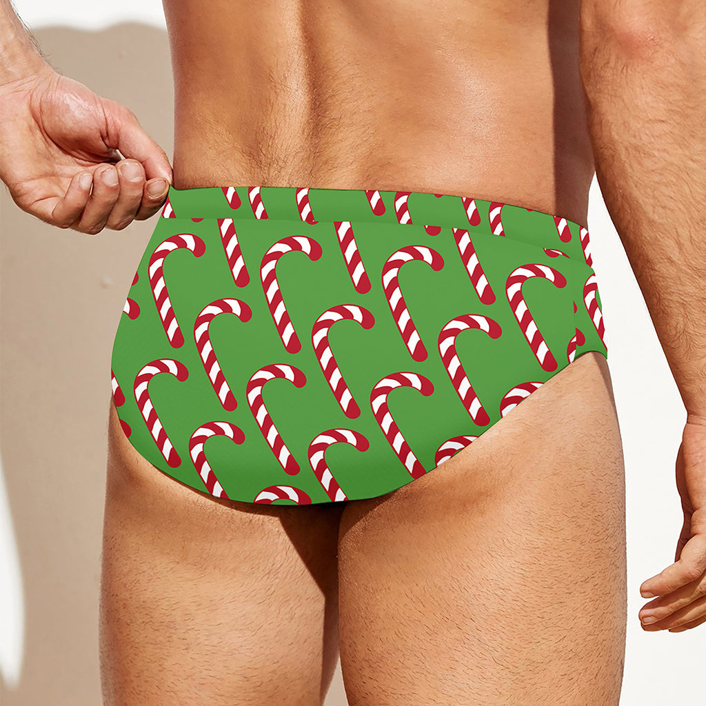 Merry Christmas Candy Cane Pattern Print Men's Swim Briefs