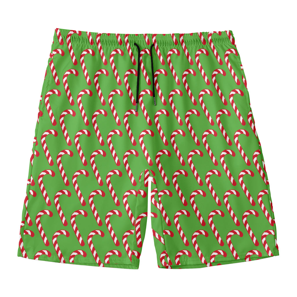 Merry Christmas Candy Cane Pattern Print Men's Swim Trunks